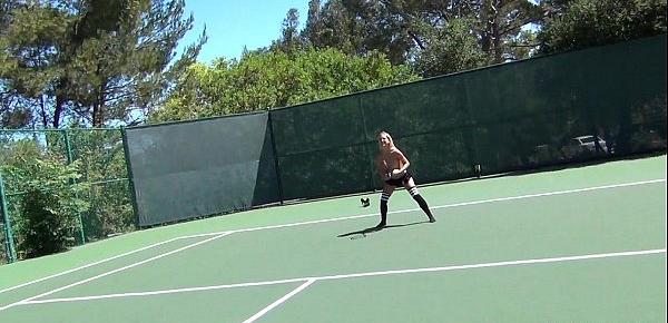  Dani Daniels Topless Tennis Fun